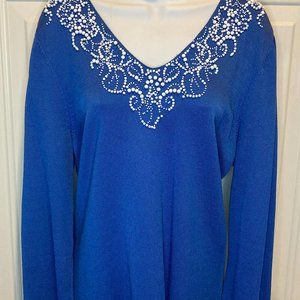 Jones of New York Top, size XL, color Electric Blue